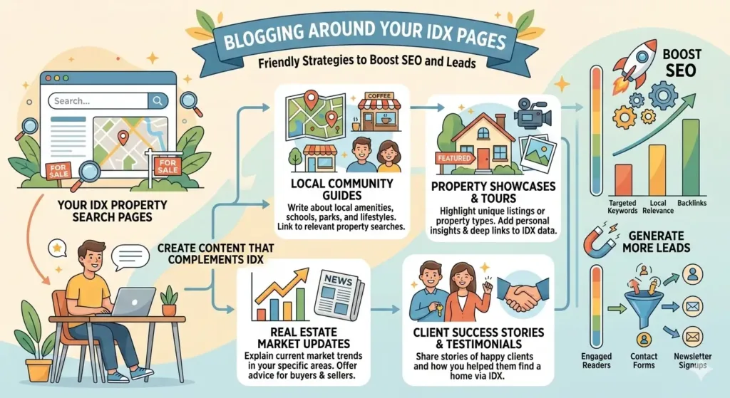 How to Blog Around Your IDX Pages: Friendly Strategies to Boost SEO and Leads Blogging around IDX Listin
